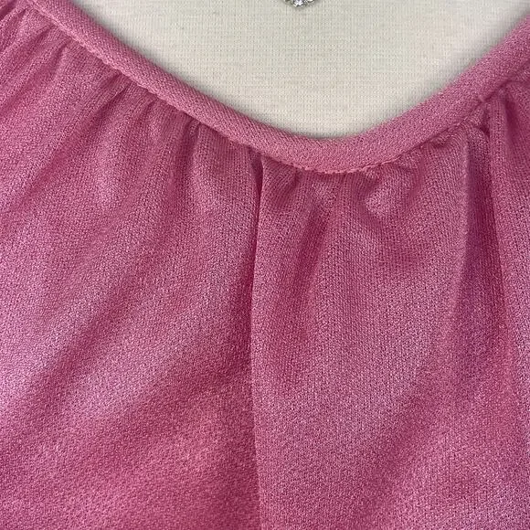 Vintage Formal Dress Size Small Pink Accordion Pleated Maxi Prom Bridesmaid 80s - Picture 12 of 16